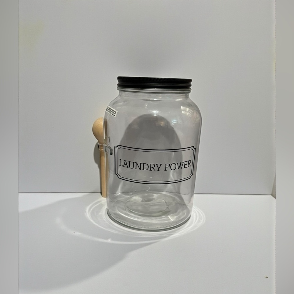 Laundry Power Clear Glass Jar With Built In Scooper Large